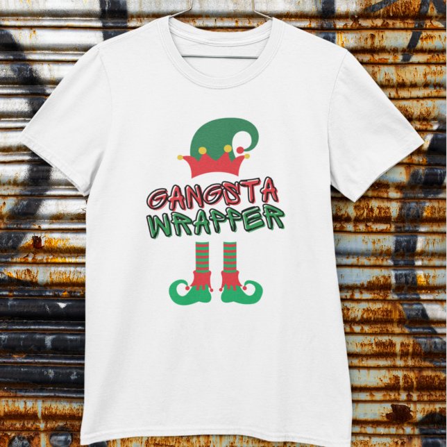 Gangsta Wrapper Elf Legs Hat Red Green Funny Xmas T-Shirt (Creator Uploaded)
