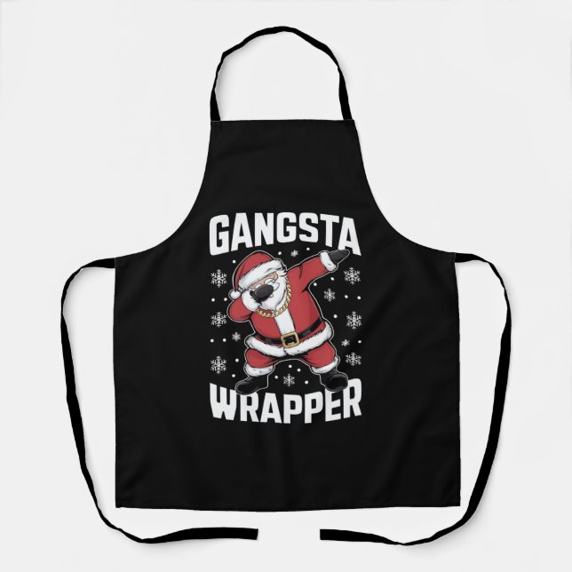 Gangsta Wrapper Funny Dabbing Santa Christmas Apron (Front)