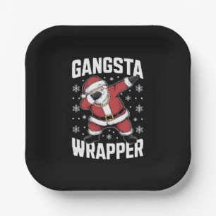 Gangsta Wrapper Funny Dabbing Santa Christmas Paper Plate