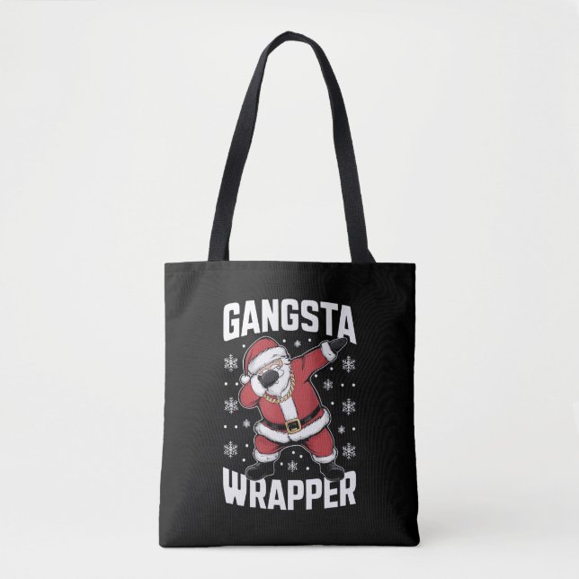 Gangsta Wrapper Funny Dabbing Santa Christmas Tote Bag (Front)
