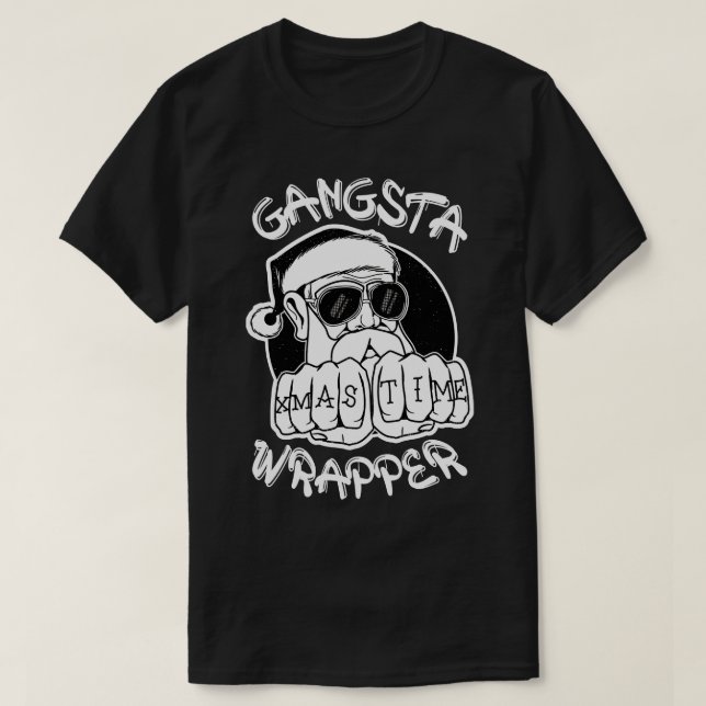 Gangsta Wrapper Funny Santa Claus Gangster  T-Shirt (Design Front)