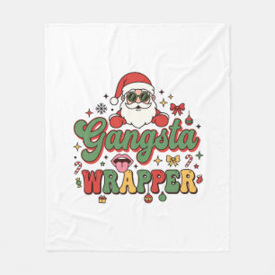 Gangsta Wrapper Santa Christmas Fleece Blanket