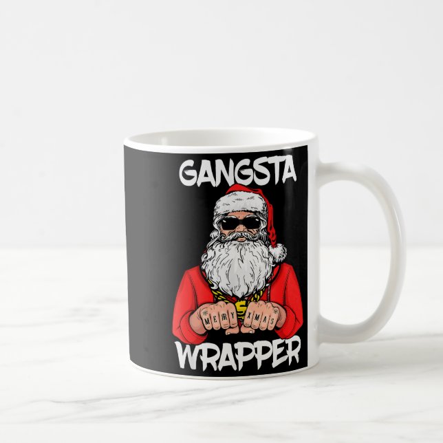 Gangsta Wrapper Shirt Funny Santa Christmas  Coffee Mug (Right)