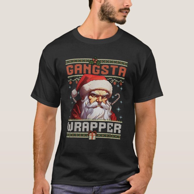 Gangsta Wrapper Ugly Sweater Christmas Funny Famil (Front)