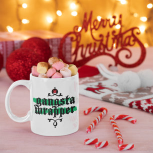 Gangsta Wrapper with Name Green Red Two-Tone Coffee Mug