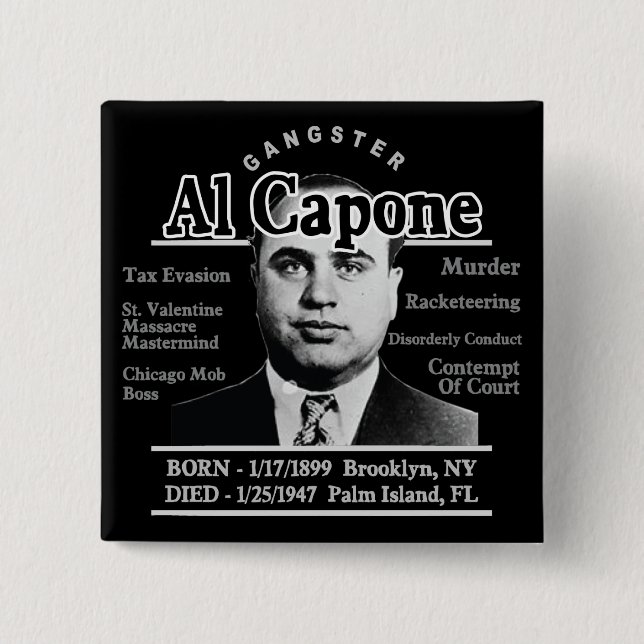Gangster Al Capone 15 Cm Square Badge (Front)