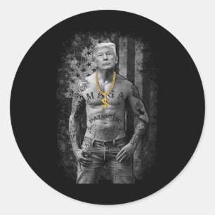 Gangster Anti Liberal Pro Trump Republican Premium Classic Round Sticker