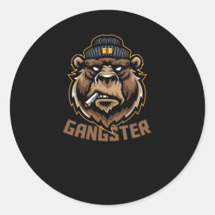 Gangster Bear Classic Round Sticker