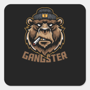 Gangster Bear Square Sticker