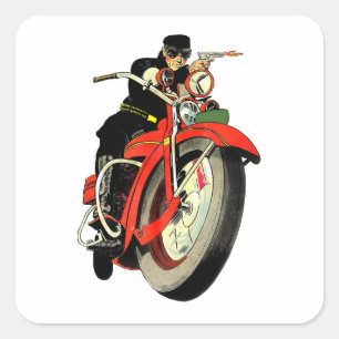 Gangster Biker Man Motorcycles Comics Art Square Sticker
