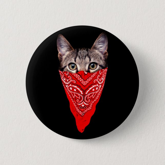 Gangster cat 6 cm round badge (Front)