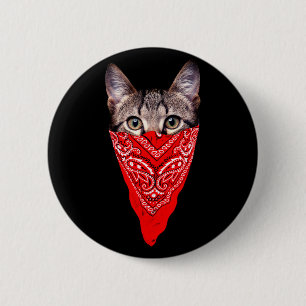 Gangster cat hood 6 cm round badge