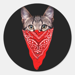 Gangster cat hood classic round sticker