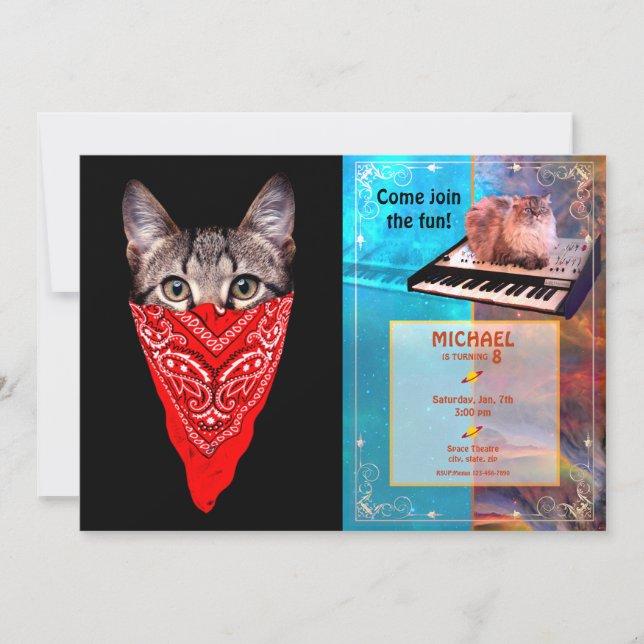 Gangster cat hood invitation (Front)