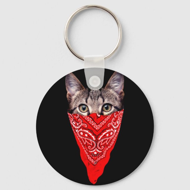Gangster cat hood key ring (Front)