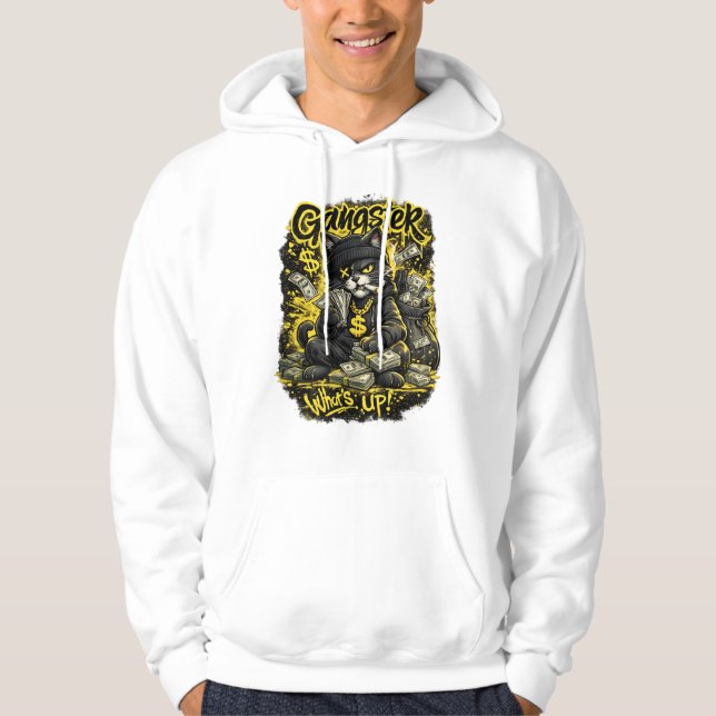 Gangster Cat Street Art T-Shirt Hoodie (Front)
