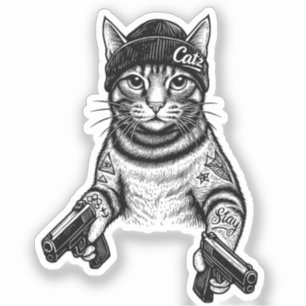 Gangster Cat Tattoo Art   Cool Streetwear Kitty
