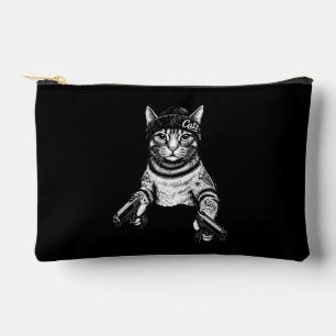 Gangster Cat Tattoo Art Cool Streetwear Kitty Accessory Pouch