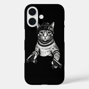 Gangster Cat Tattoo Art Cool Streetwear Kitty iPhone 16 Case