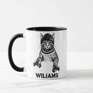 Gangster Cat Tattoo Art Cool Streetwear Kitty Mug