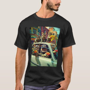 Gangster Cats Street Cat Gang In Car Meme The Meow T-Shirt