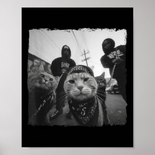 Gangster Cats Streetwear Cool Cat Motif Funny  Poster