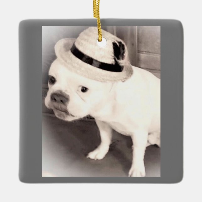 Gangster French Bulldog Filthy Animal Christmas Ceramic Ornament (Front)