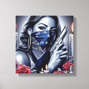 Gangster Girl Hip Hop chicano art Design Canvas Print