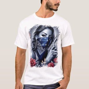 Gangster Girl Hip Hop chicano art Design T-Shirt