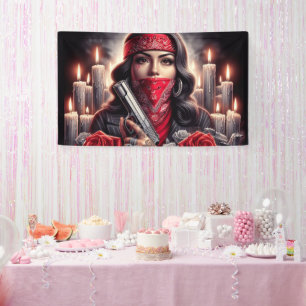 Gangster Girl Hip Hop chicano art graphic Banner