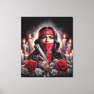 Gangster Girl Hip Hop chicano art graphic Canvas Print