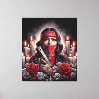 Gangster Girl Hip Hop chicano art graphic Canvas Print