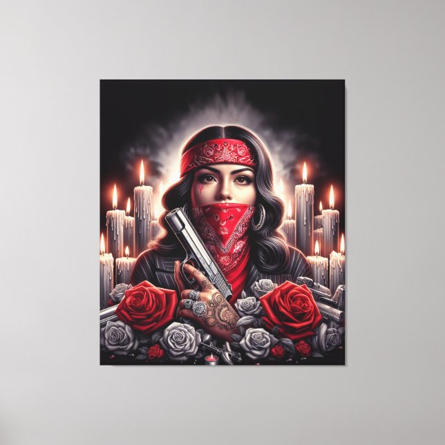 Gangster Girl Hip Hop chicano art graphic Canvas Print (Front)