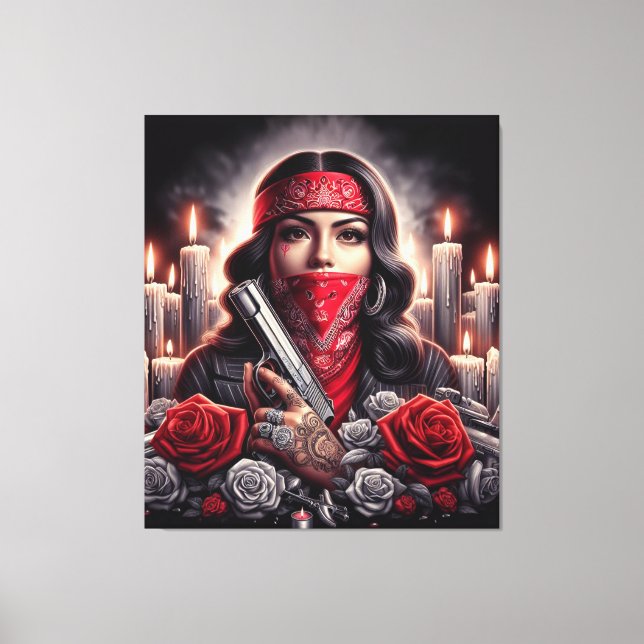 Gangster Girl Hip Hop chicano art graphic Canvas Print (Front)