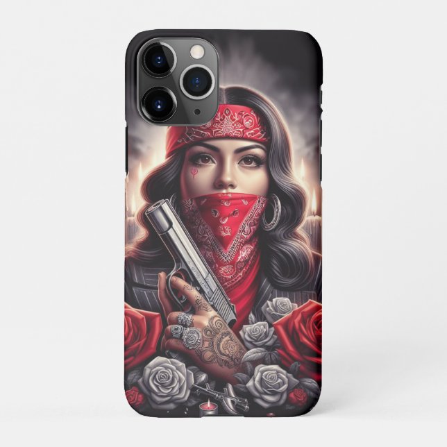Gangster Girl Hip Hop chicano art graphic iPhone Case (Back)