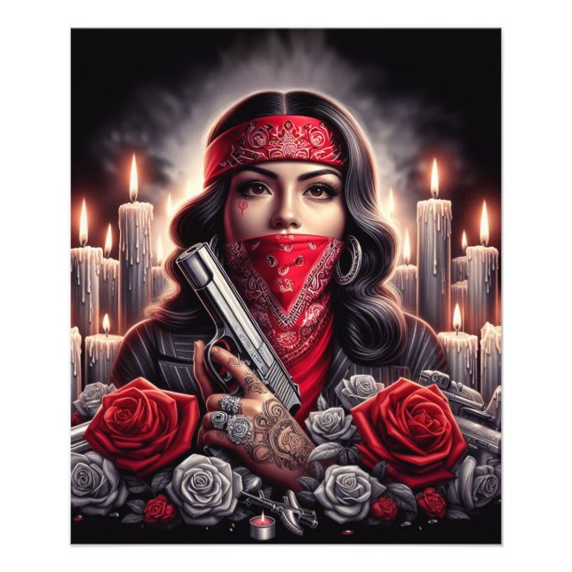 Gangster Girl Hip Hop chicano art graphic Photo Print (Front)