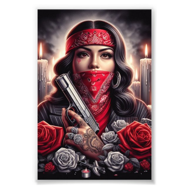 Gangster Girl Hip Hop chicano art graphic  Photo Print (Front)