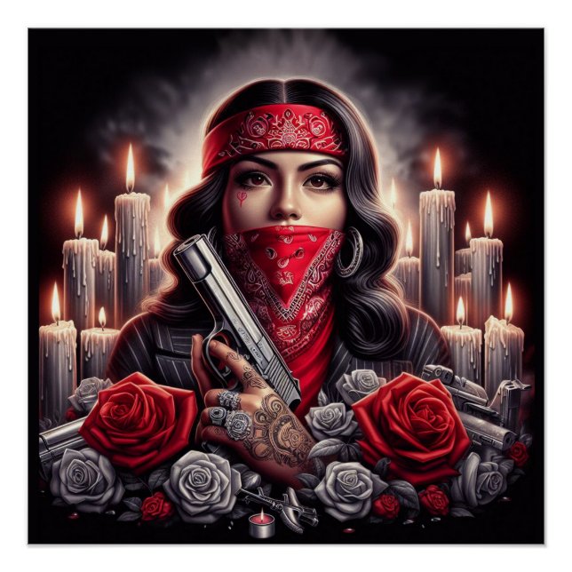 Gangster Girl Hip Hop chicano art graphic Poster (Front)