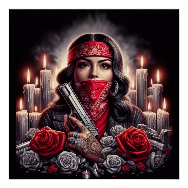 Gangster Girl Hip Hop chicano art graphic Poster (Front)