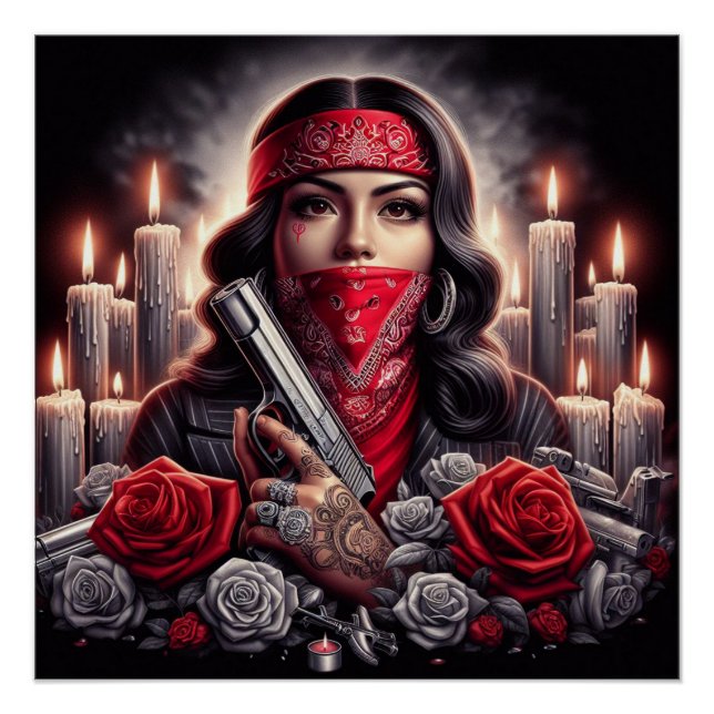 Gangster Girl Hip Hop chicano art Poster (Front)