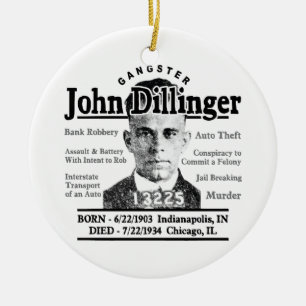 Gangster John Dillinger Ceramic Tree Decoration