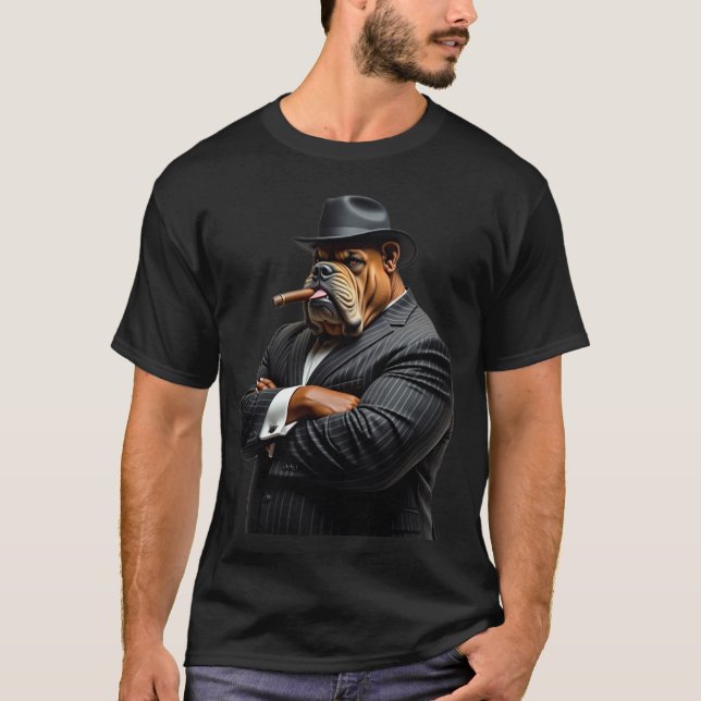 Gangster Kingpin Brutus The Bulldog Mafia Style T-Shirt (Front)