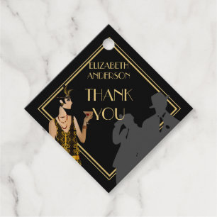 Gangster Moll 1920s Flapper Gatsby Party BlackGold Favour Tags