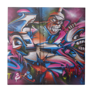 Gangster rapper urban graffiti street art tile