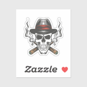 Gangster skull with fedora hat