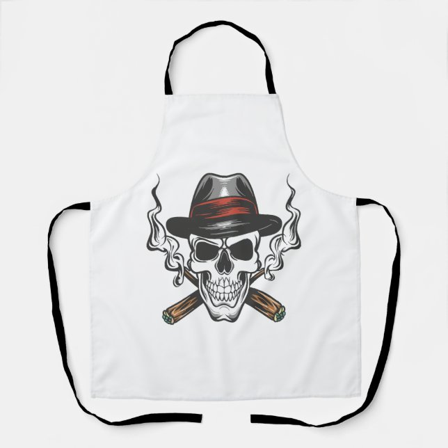Gangster skull with fedora hat apron (Front)