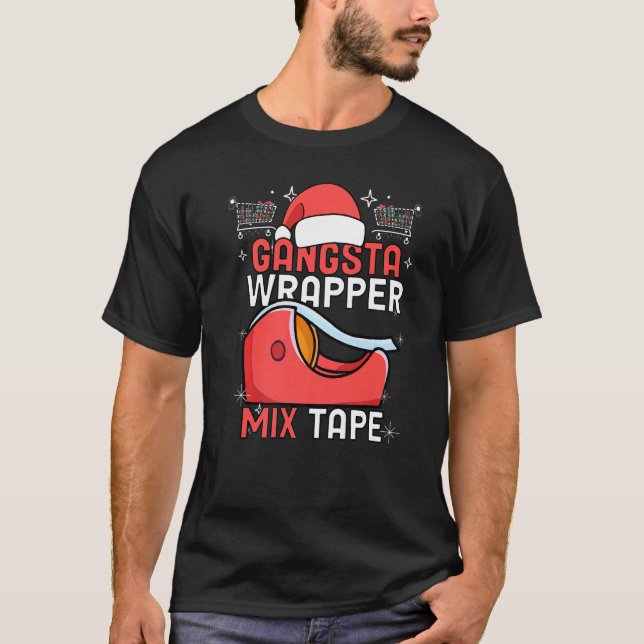 Gangster Wrapper Mix Tape Ugly Christmas  Costume T-Shirt (Front)