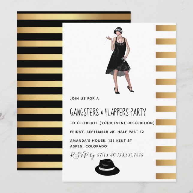 Gangsters and Flappers Party Invitation (Front/Back)