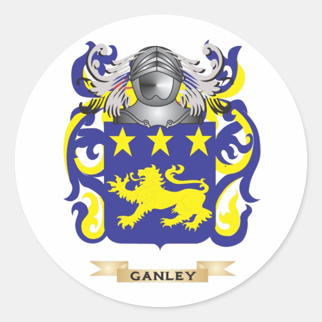 Ganley Coat of Arms (Family Crest) Classic Round Sticker (Front)