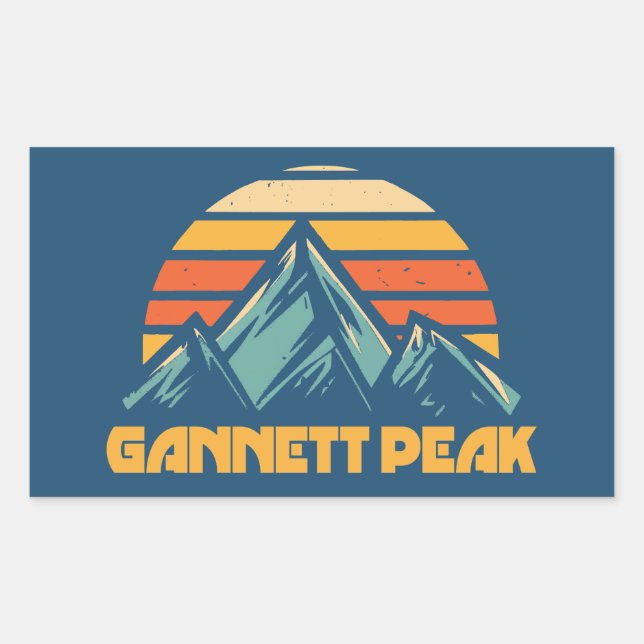 Gannett Peak Retro Turquoise Rectangular Sticker (Front)